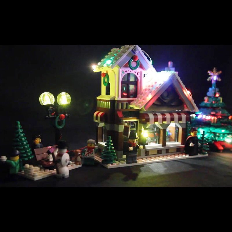 Luxury VersionLED Light Set For LEGO 10249 Winter Toy Shop Compatible LEPIN 35019 (LED Light+Battery box)Kits