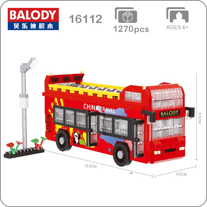 Balody 16112 Medium Red Travel Double-Decker Bus