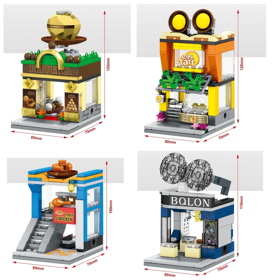 SEMBO SD6088-SD6091 & SD6042-SD6045 & SD6062-6069 Mini Street Cute Small Shop