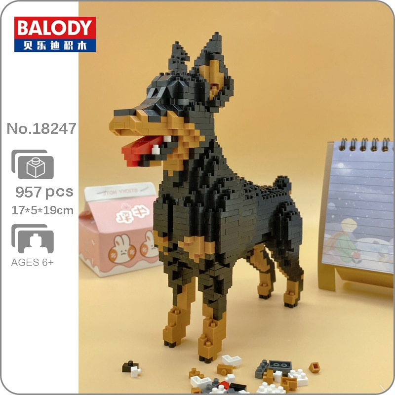Balody 18247 Cartoon Black Dobermann Dog