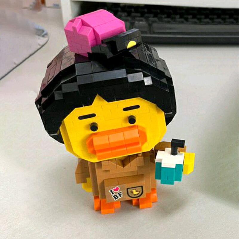 LOZ 9267 Yellow Duck with Milk Tea Drink in Kimono