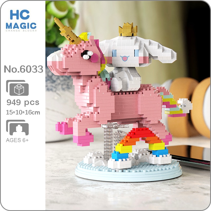 HC Magic 6033 White King Dog with Flying Pink Fairy Horse