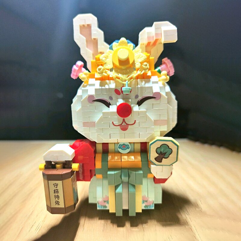 LOZ 9270-9271 Mid-Autumn Festival Rabbit and Girl with Crystal Shoe and Broom