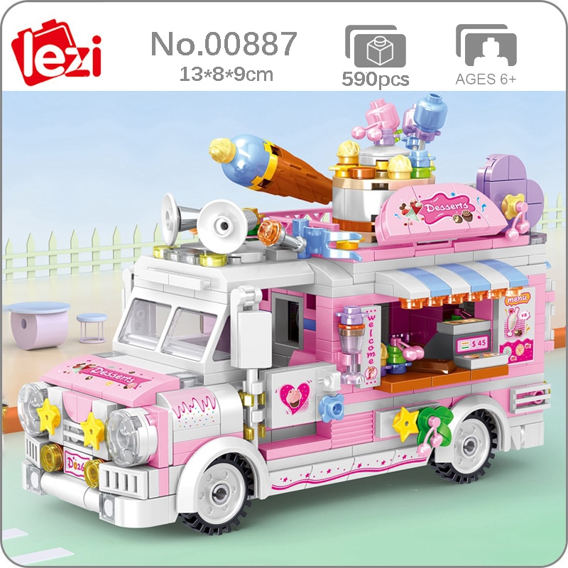 Lezi 00887 Dessert Candy Car with Balloon and Flower