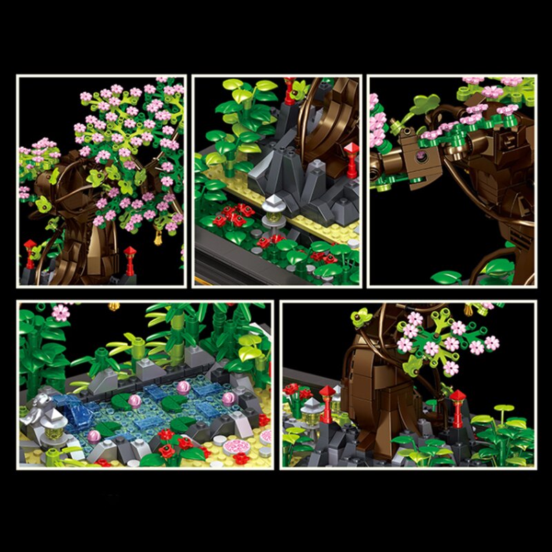 Lezi 00902 Ancient Garden Yard and Sakura Tree in Pot Plant Lezi 00902 Ancient Garden Yard and Sakura Tree in Pot Plant