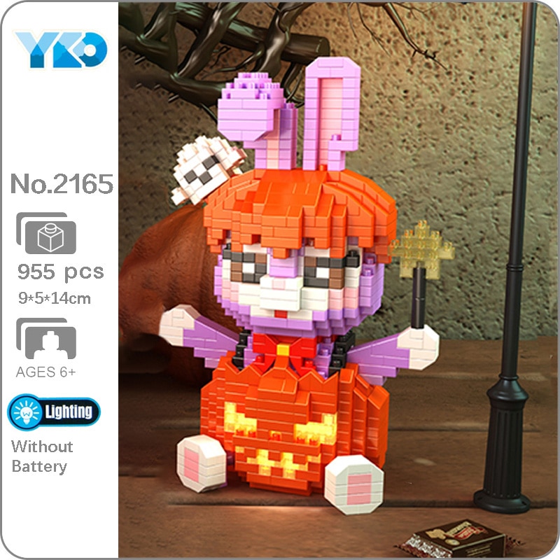 YKO 2165 Halloween Pumpkin Purple Rabbit with Fairy Magic Wand