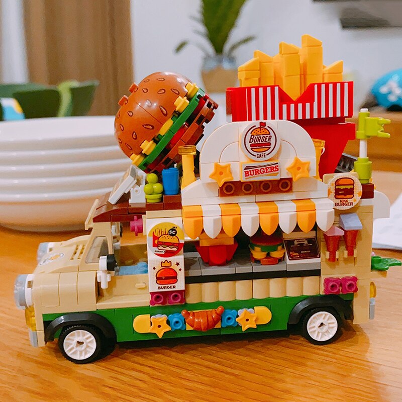 Lezi 00891 Fast Food Truck with Hamburger and French Fries