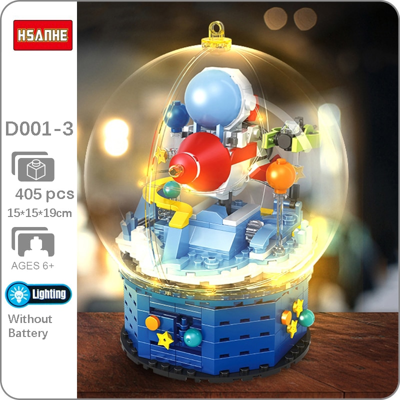 Hsanhe D001-3 Astronaut Flying Plane in Crystal Ball with LED Light