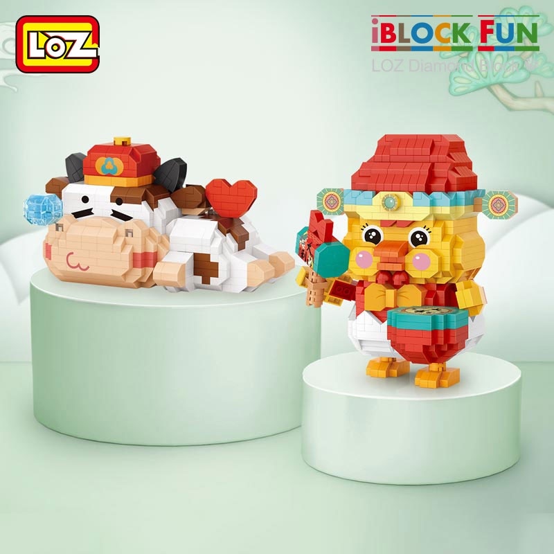 LOZ 9273-9274 Cow Playing the Piano and Benefit the National Tide Style Band