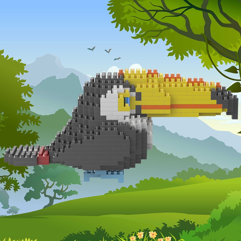 SC 8809-8 Animal World Yellow Toucan Fly Bird Parrot 3D SC 8809-8 Animal World Yellow Toucan Fly Bird Parrot 3D