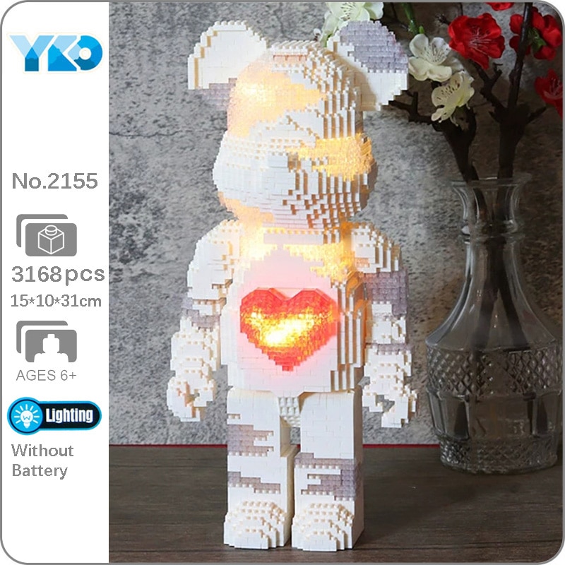 YKO 2155 Cartoon White Heart Bear