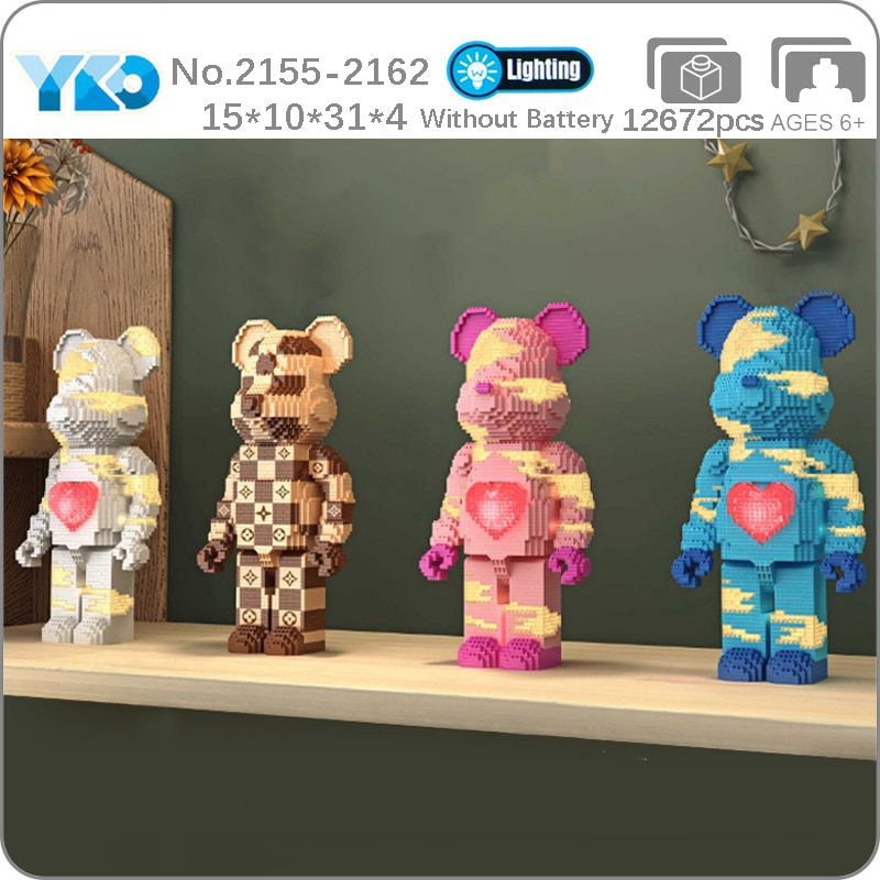 YKO 2155-2162 Cartoon Striped Heart Bear