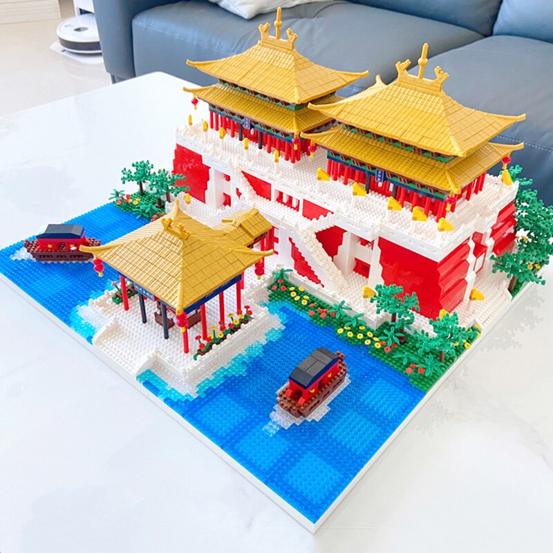 YZ 097 World Architecture Ancient Palace Pavilion River Ship Boat 3D