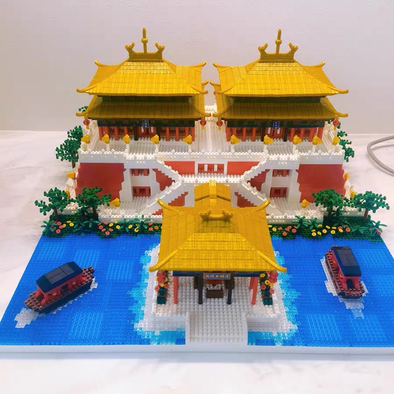 YZ 097 World Architecture Ancient Palace Pavilion River Ship Boat 3D 