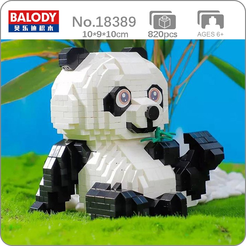 Balody 18389 Panda Bear Bamboo Food Pet Sit Doll Model