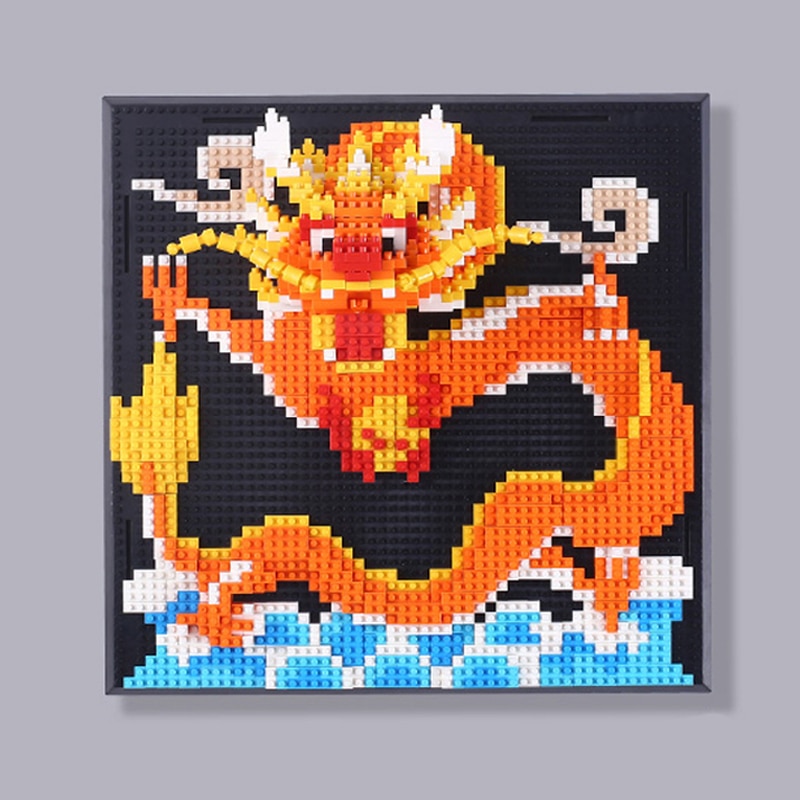 Daia 66873 Yellow Wyvern Fly Dragon Animal Head Mural Wall Painting