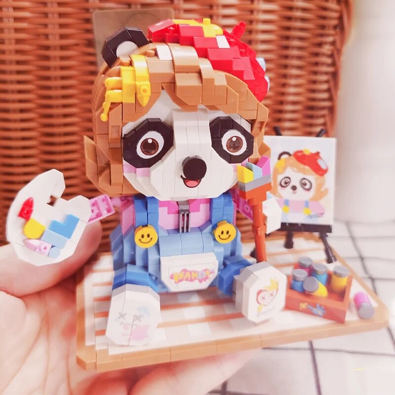 LOZ 8119 Animal World Panda Painter Artist Pet Doll