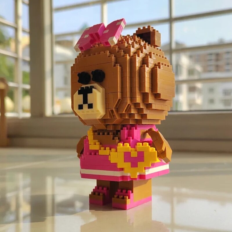 LOZ 9760 Cartoon Bear Girl Heart Bag Bow Pet Doll Model LOZ 9760 Cartoon Bear Girl Heart Bag Bow Pet Doll Model