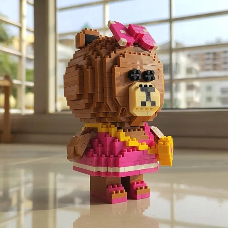 LOZ 9760 Cartoon Bear Girl Heart Bag Bow Pet Doll Model LOZ 9760 Cartoon Bear Girl Heart Bag Bow Pet Doll Model