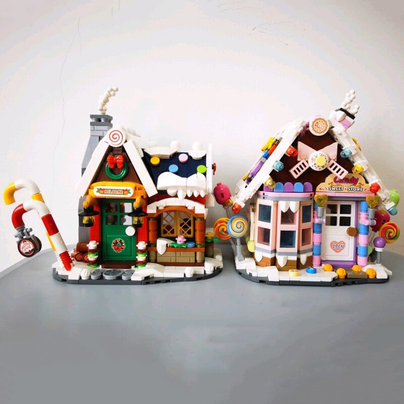 LOZ 1223-1224 Merry Christmas Winter Candy Sweet Store House Snowman Architecture