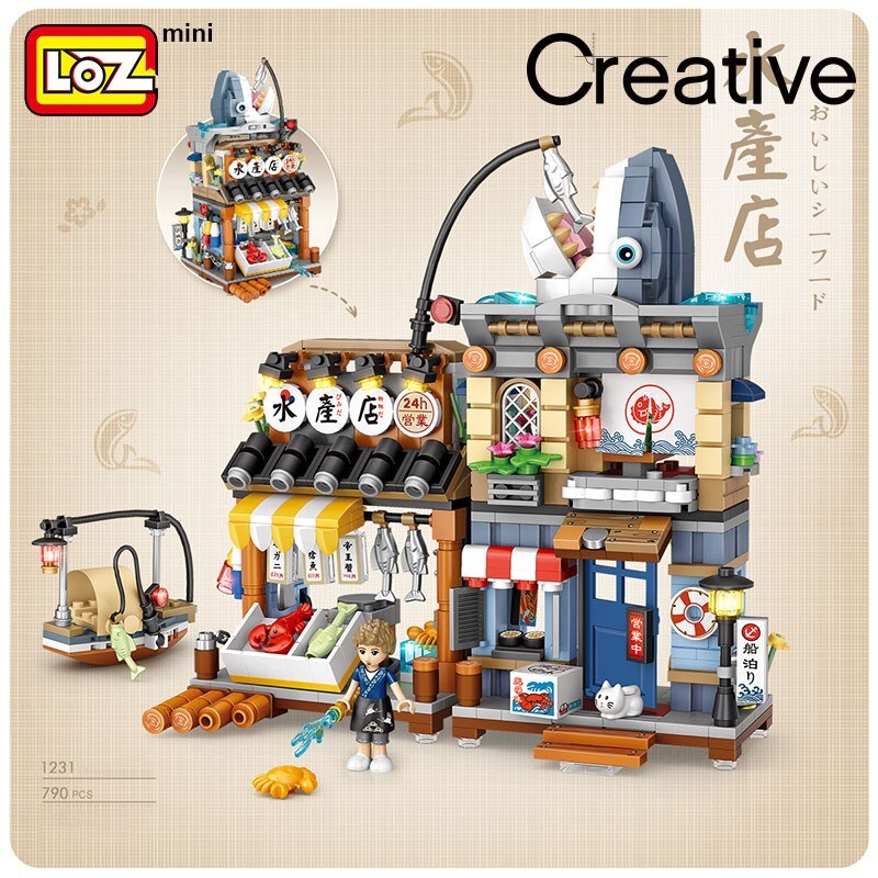 LOZ 1231 building blocks Japanese-style street view izakaya store mini puzzle