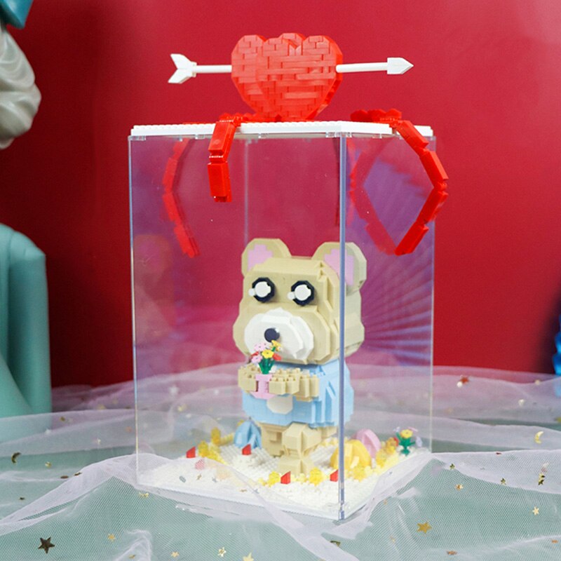 Moyu 93006 Love Bear Heart Flower Bouquet Animal Doll Display Box