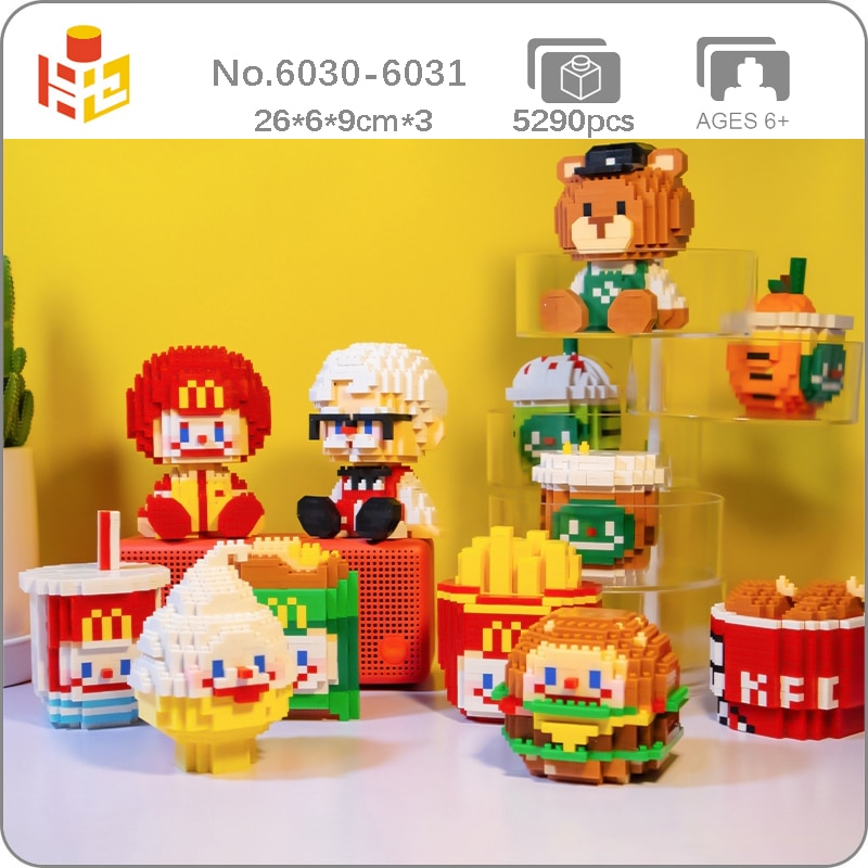 PN 6030-6032 Food Cola Drink Hamburger Ice Cream Coffee Milk Tea Bear Doll