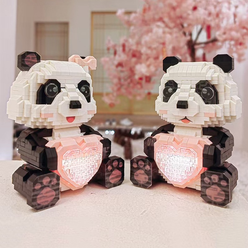 PZ 1003-1004 Animal World Panda Boy Girl Heart Bag Bow Pet Doll