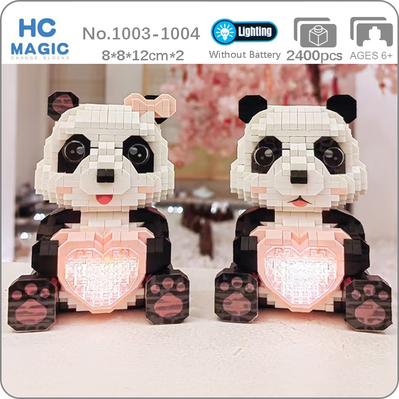 PZ 1003-1004 Animal World Panda Boy Girl Heart Bag Bow Pet Doll