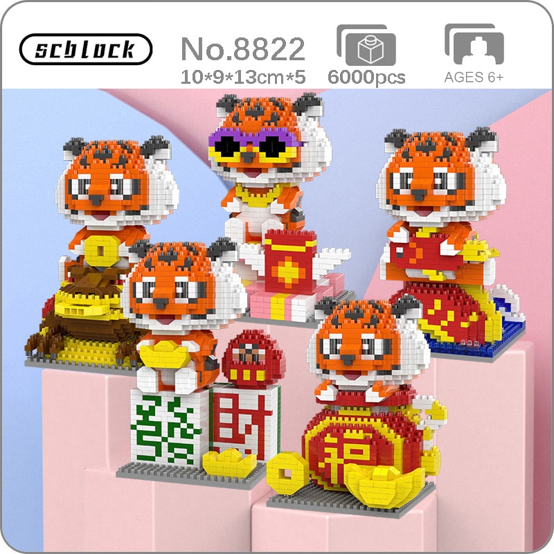 SC 8822 Spring Festival Tiger Year Lucky Fortune Mahjong Pet Animal Model