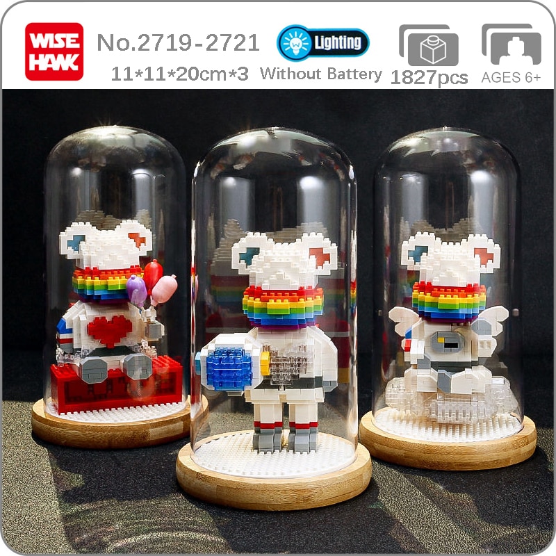 WS 2719-2721 Space Astronaut Heart Bear Love Helmet Wing Balloon