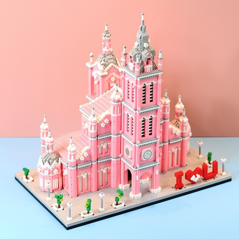 YP 6900 Architecture Pink Sacred Heart Church Tower I Love U