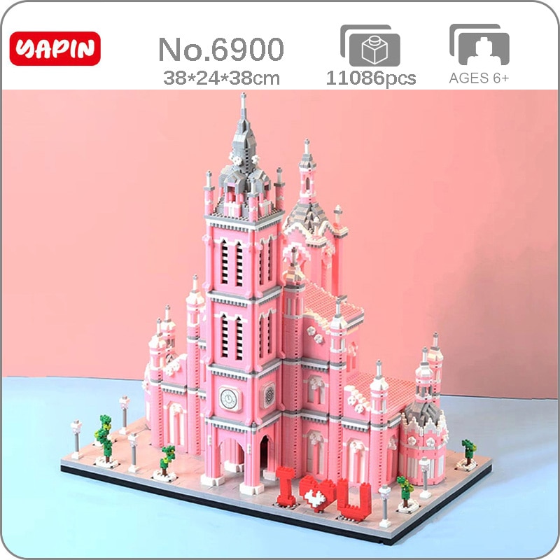 YP 6900 Architecture Pink Sacred Heart Church Tower I Love U