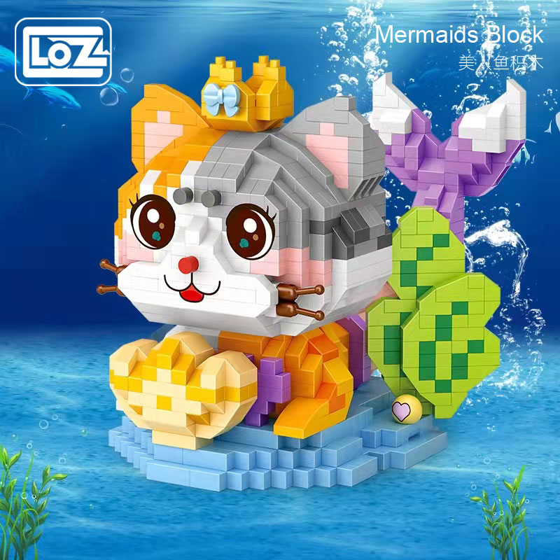 LOZ 8114 Underwater Cat Mermaid Wearing Crown