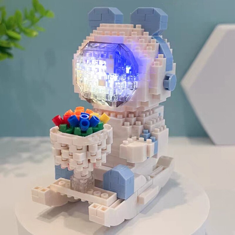 CLC 6657 Space  Bear Astronaut Holding Flowers With Led Light