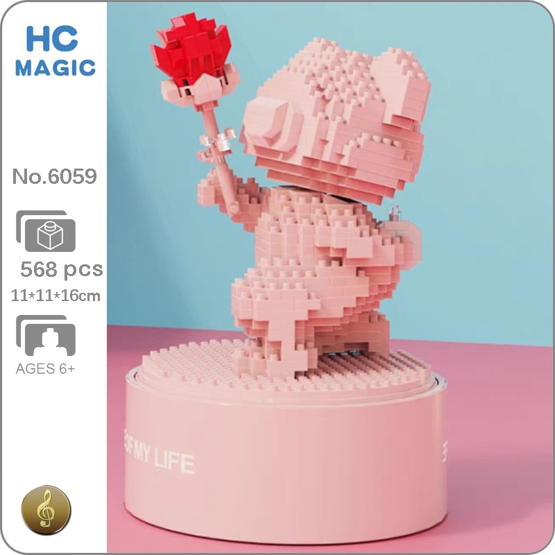 GEJIA 6059 Love Rose Flower Bear Proposal Ring