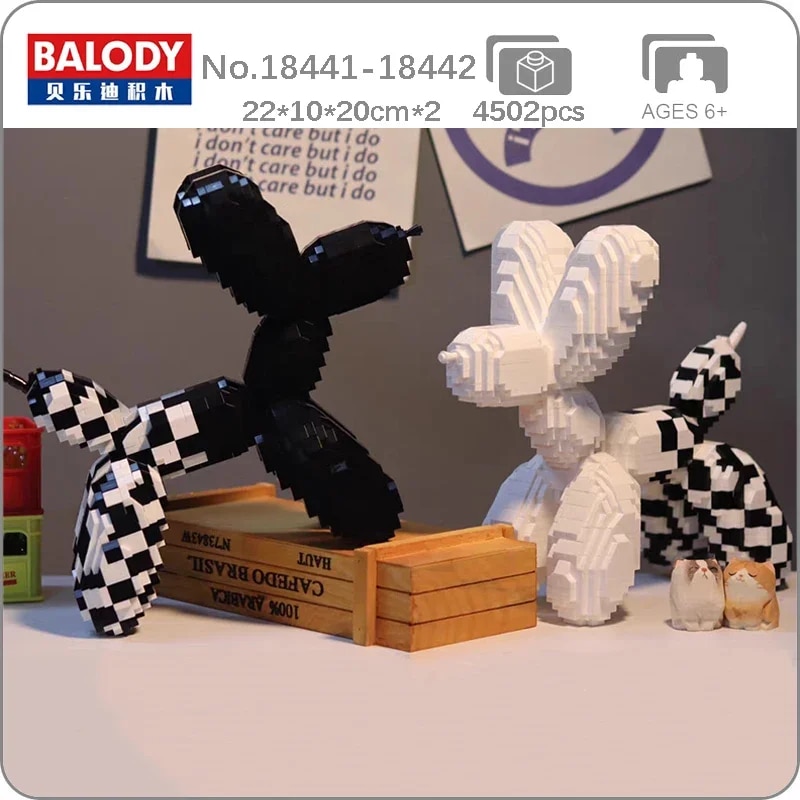 Balody 18441-18442 White Black Balloon Dog