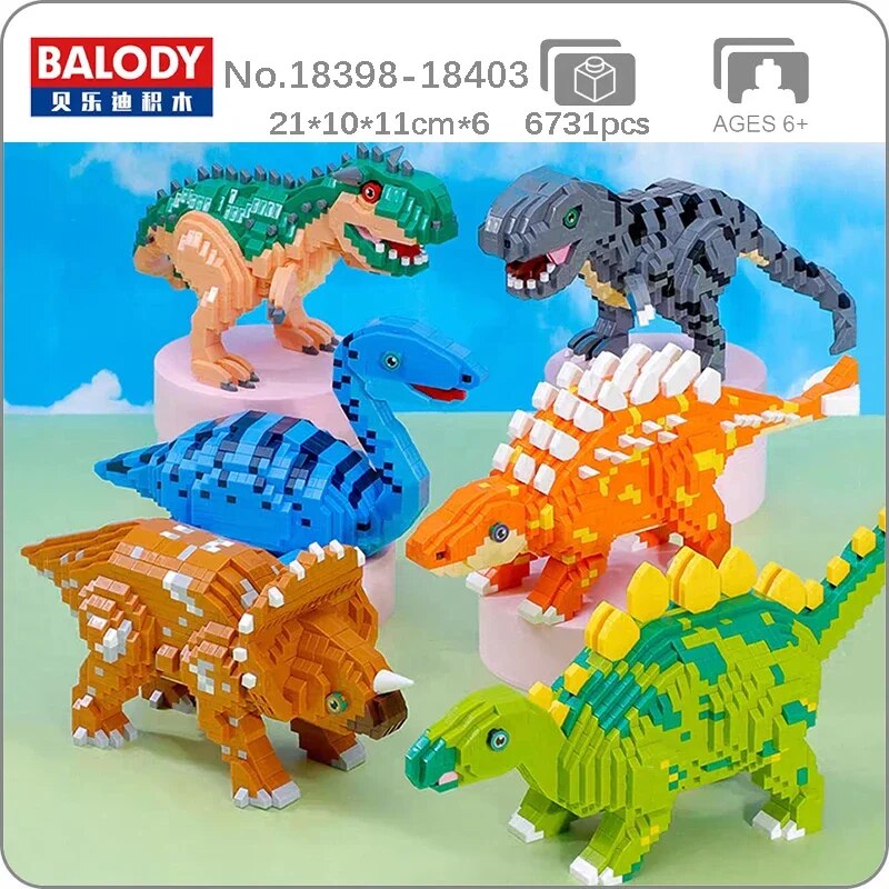 Balody 18398-18403 Jurassic Period Dinosaur Tyrannosaurus Rex Stegosaurus Plesiosaur