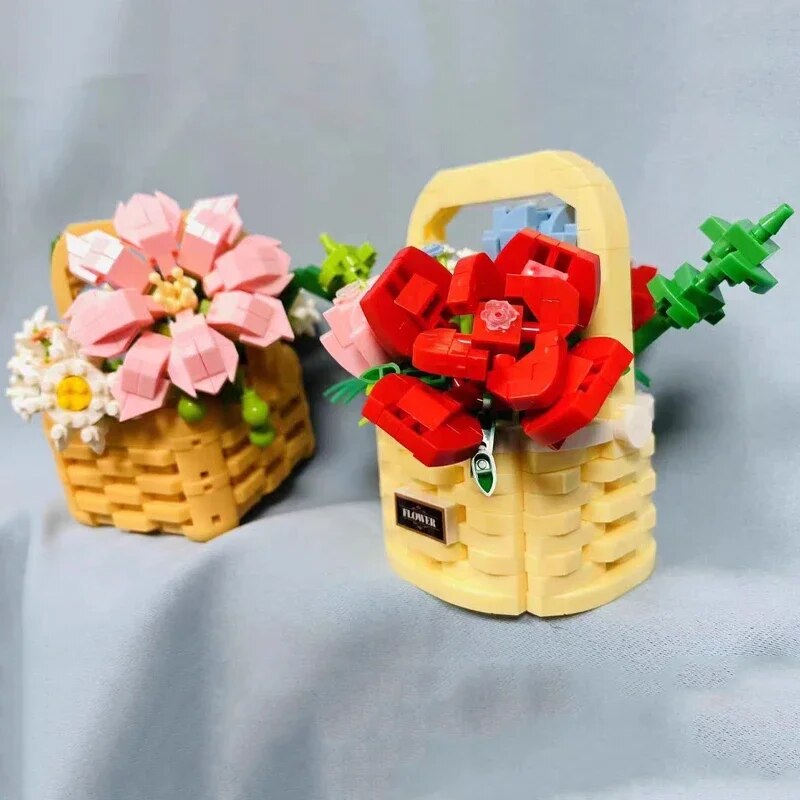 JN 2852-2854 Flower Basket Butterfly Orchid Carnation Rose Babysbreath Sunflower