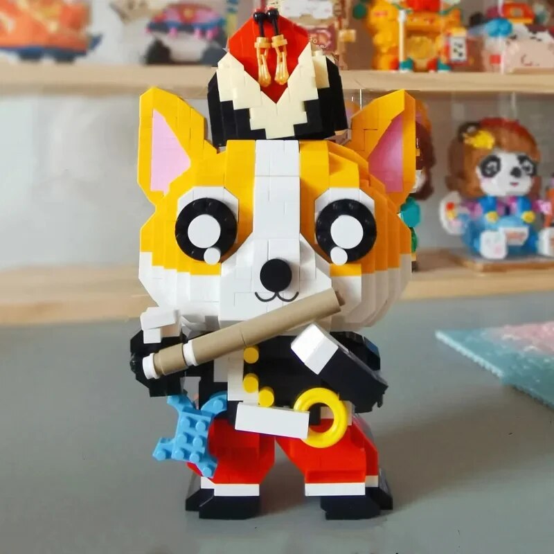 LOZ 8901 Musician Corgi Dog Music Hat Flute Pet