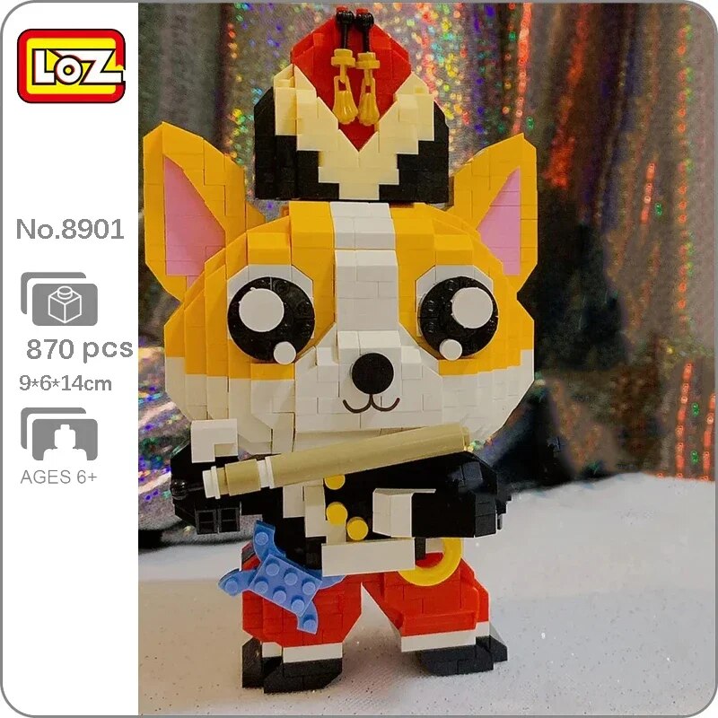 LOZ 8901 Musician Corgi Dog Music Hat Flute Pet