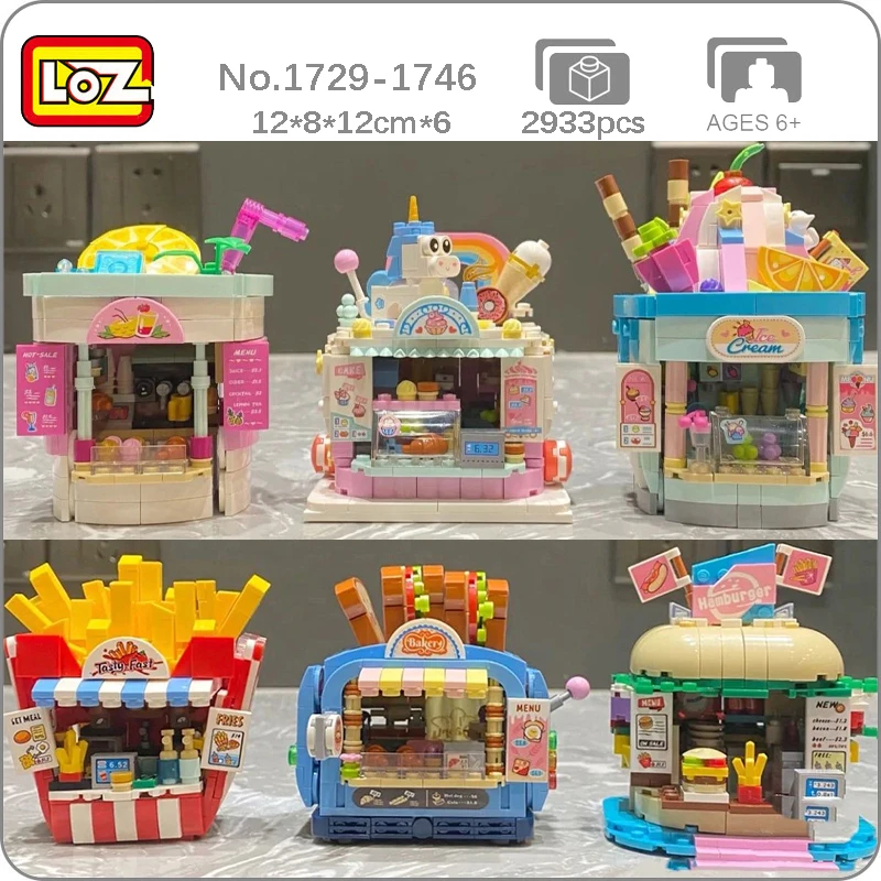 LOZ 1729-1746 Amusement Park Beverage Hamburger Cake French Fries Ice Cream Bread Shop