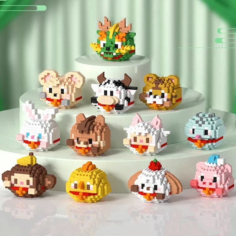 MK K110-K121 Zodiac Daruma Mouse Tiger Rabbit Dragon Snake Horse Monkey Pig