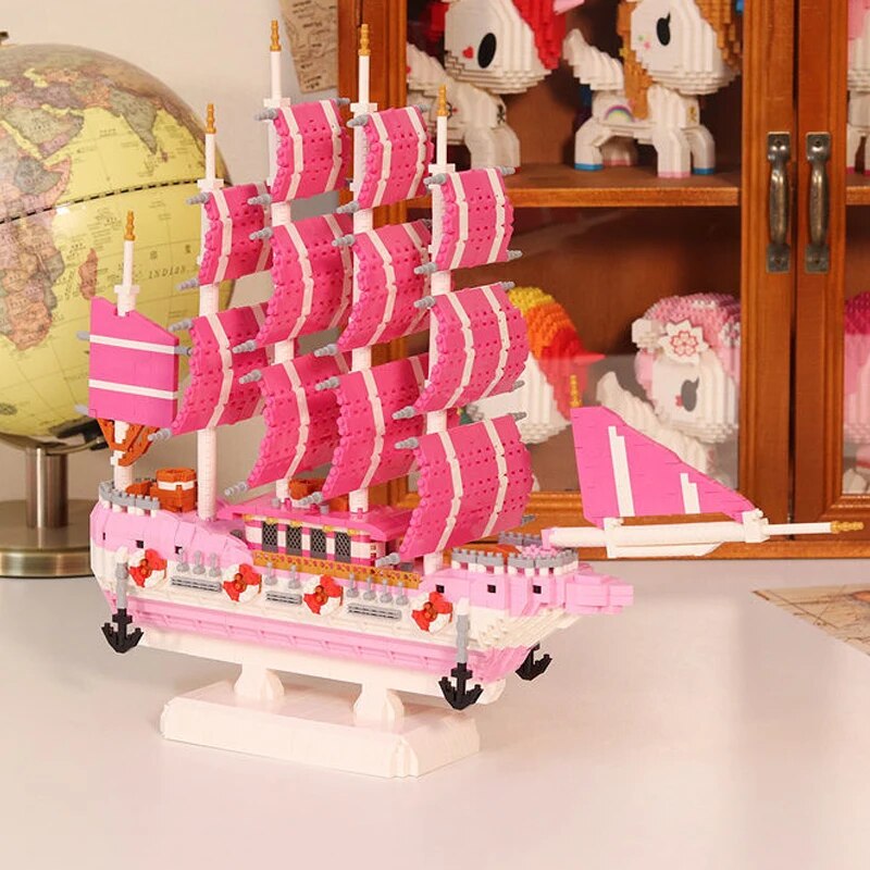 Moyu 97001 Pink Love Sailboat Pirate Ship Boat I Love U
