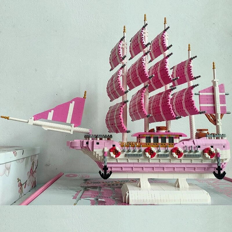 Moyu 97001 Pink Love Sailboat Pirate Ship Boat I Love U Moyu 97001 Pink Love Sailboat Pirate Ship Boat I Love U