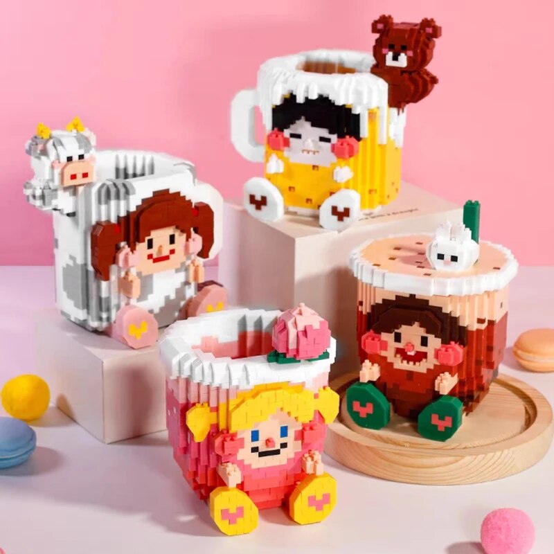 PN 9088-9091 Pearl Milk Tea Beer Wine Peach Juice Cup Cow Bear Mug