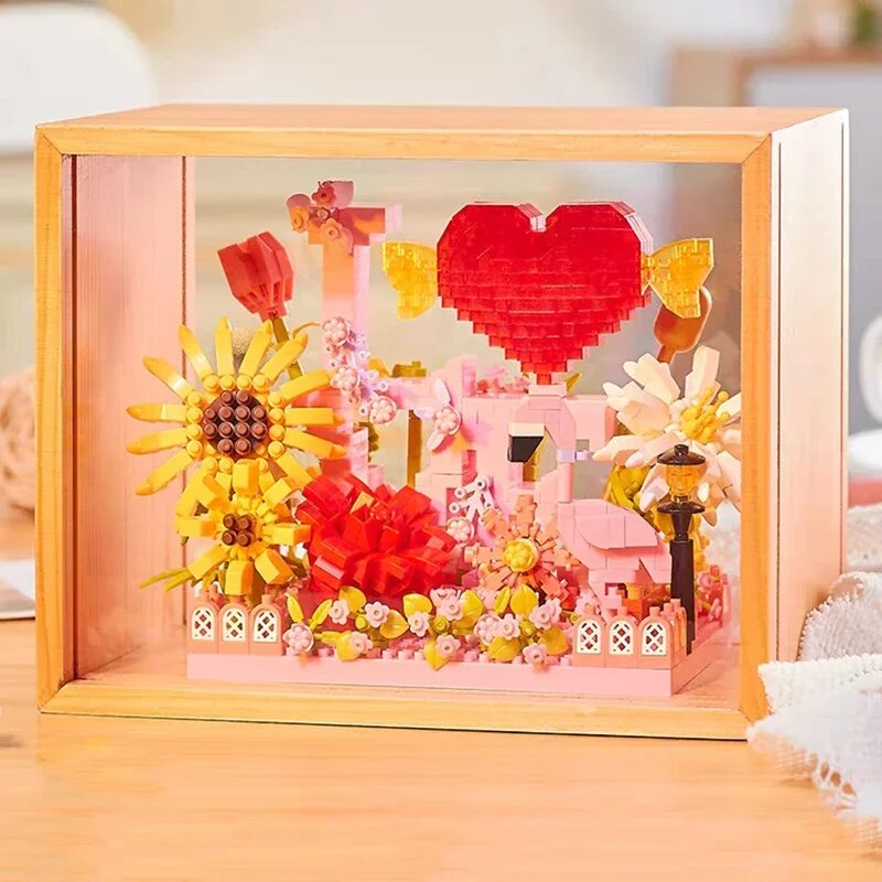 YP 6923 Eternal Flower Heart Flamingo Sunflower Rose Lamp