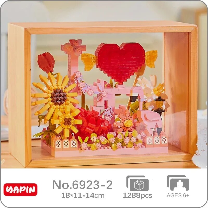 YP 6923 Eternal Flower Heart Flamingo Sunflower Rose Lamp