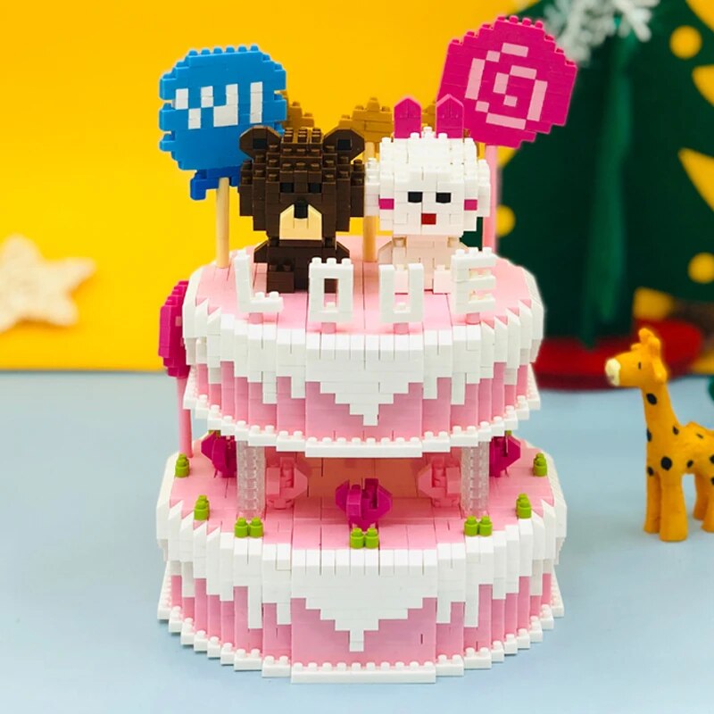 ZRK 9901 Happy Birthday Wedding Cake Sweet Candy Rabbit Bear Doll